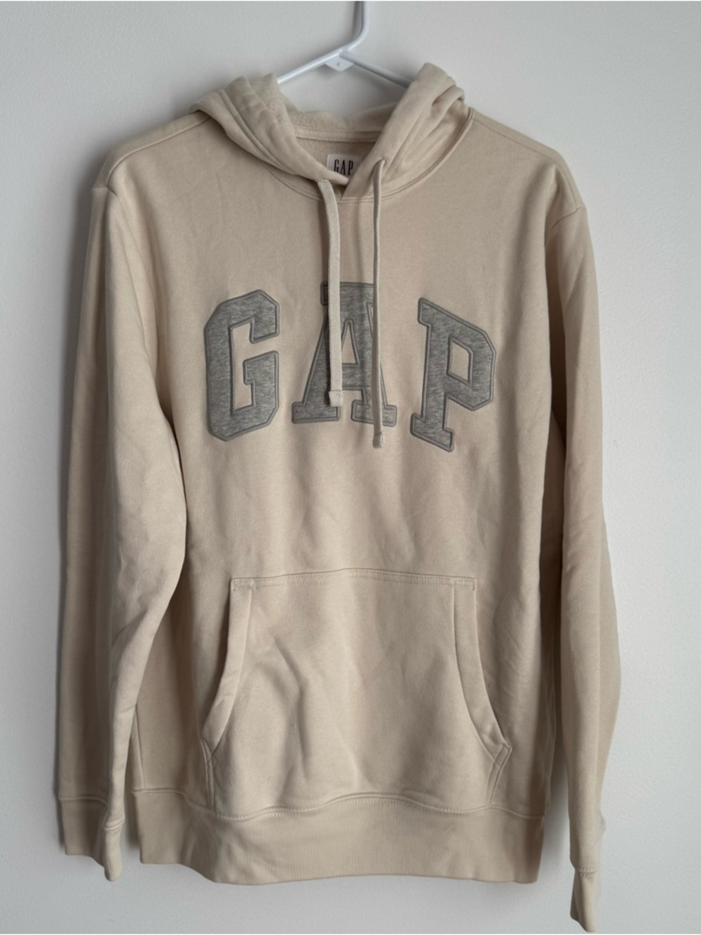 GAP Men's Hoodie in Light Beige with Gray Logo